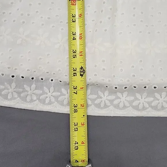 Downeast Eyelet Dress M White Cotton Fit & Flare Cottagecore - Picture 8 of 9